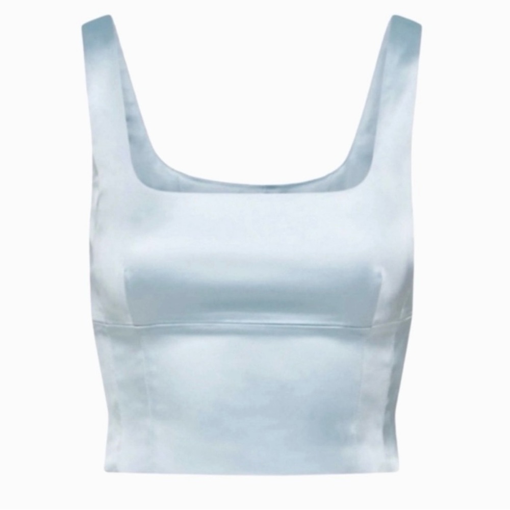 Satin blue Wilfred aritzia square neck tank top